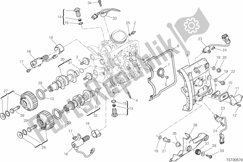 Toutes les pièces pour le Testa Orizzontale - Distribuzione du Ducati Multistrada 1200 Enduro Touring 2017